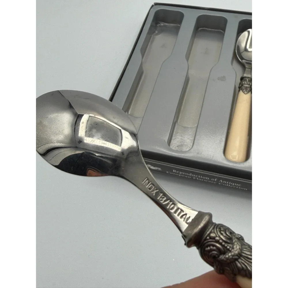 Vintage Demitasse Spoon Set 4pc Italy 18/10 Stainless Steel Napoleon Handle